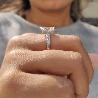 0.50 CT Marquise Pave Moissanite Engagement Ring