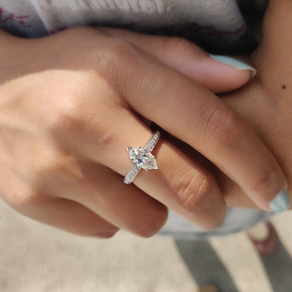 0.50 CT Marquise Pave Moissanite Engagement Ring