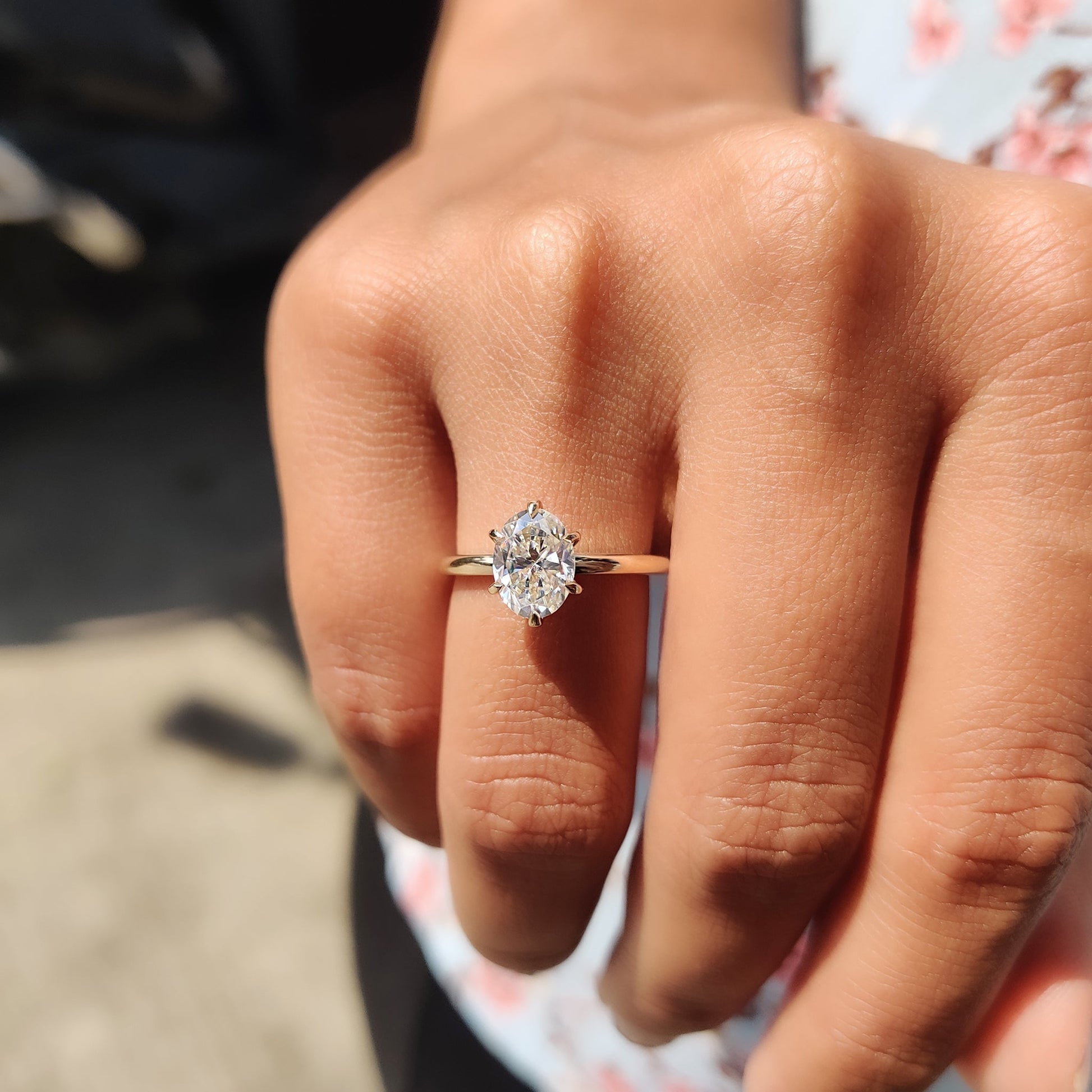 0.50 CT Oval Solitaire Moissanite Engagement Ring