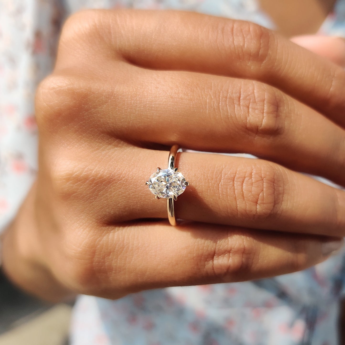 0.50 CT Oval Solitaire Moissanite Engagement Ring