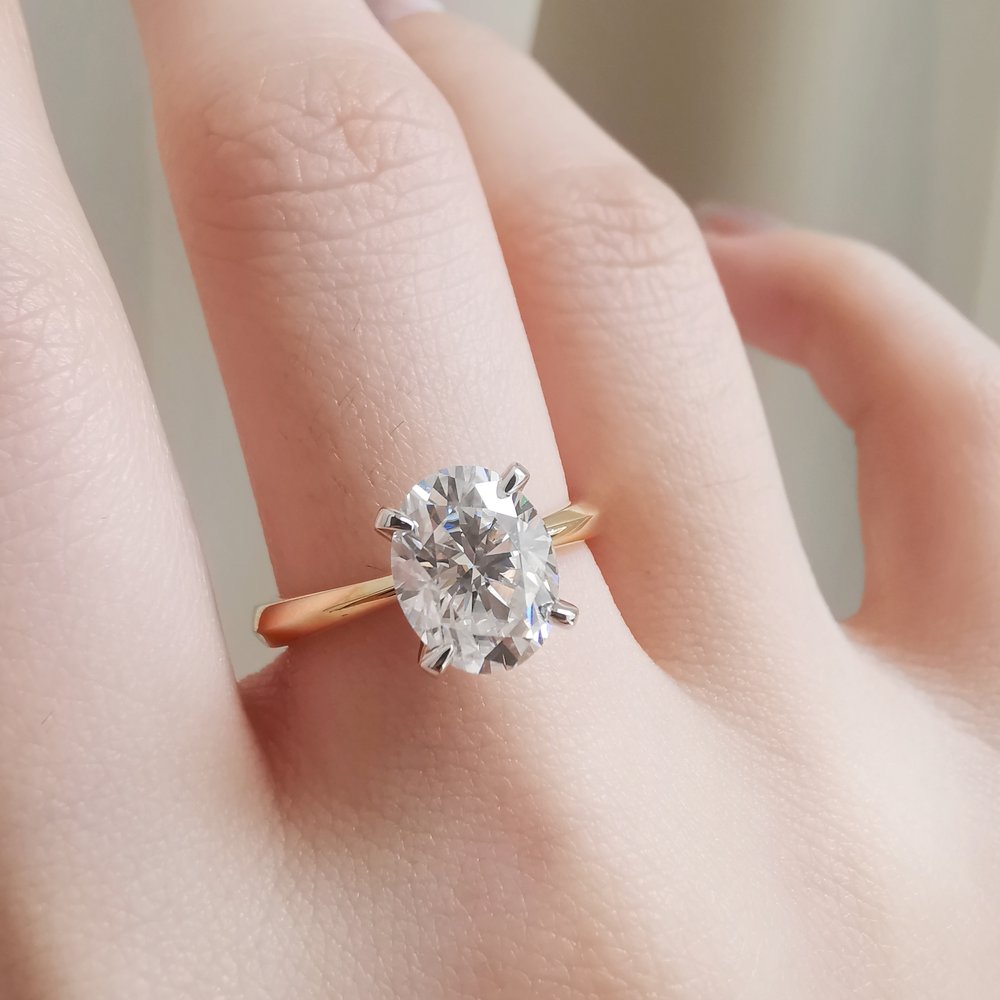 2 CT Oval Solitaire Moissanite Engagement Ring