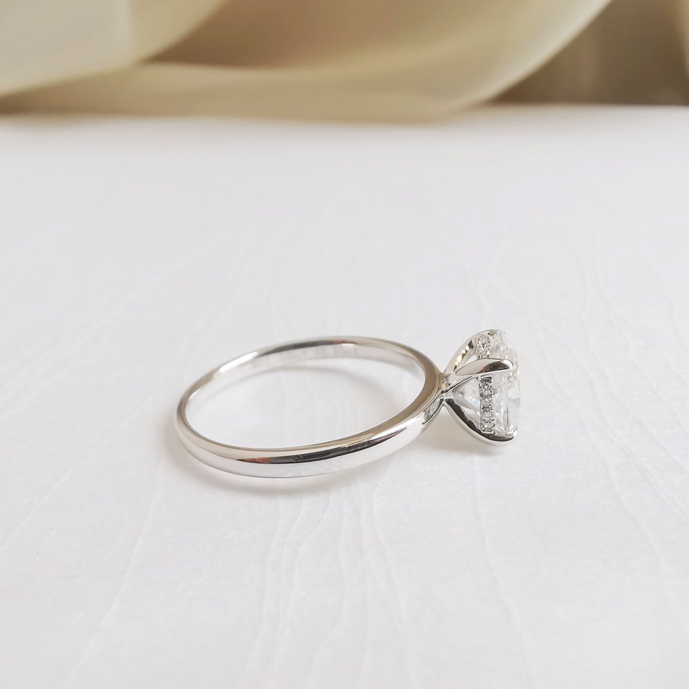 1.5 CT Oval Hidden Halo Moissanite Engagement Ring