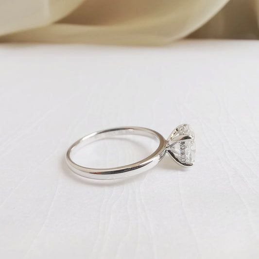 1.5 CT Oval Hidden Halo Moissanite Engagement Ring