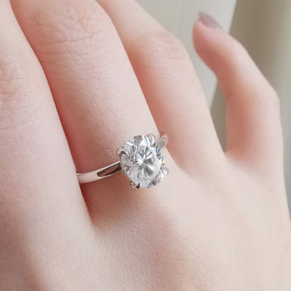 1.5 CT Oval Hidden Halo Moissanite Engagement Ring