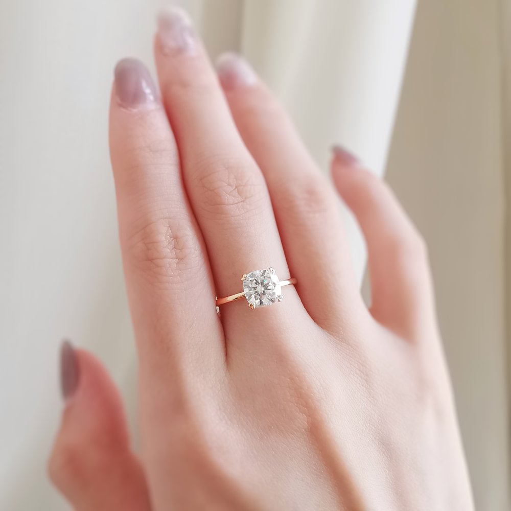 1.6 CT Cushion Solitaire Moissanite Engagement Ring