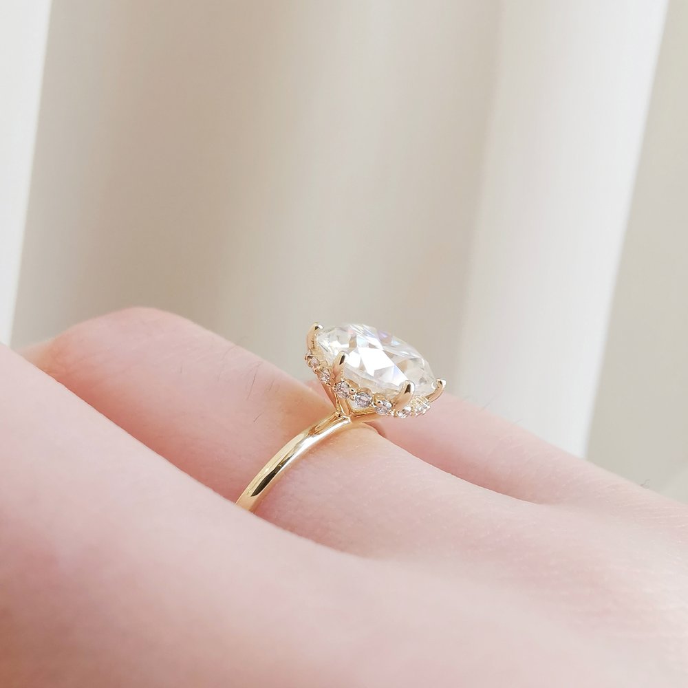 3 CT Round Hidden Halo Moissanite Engagement Ring