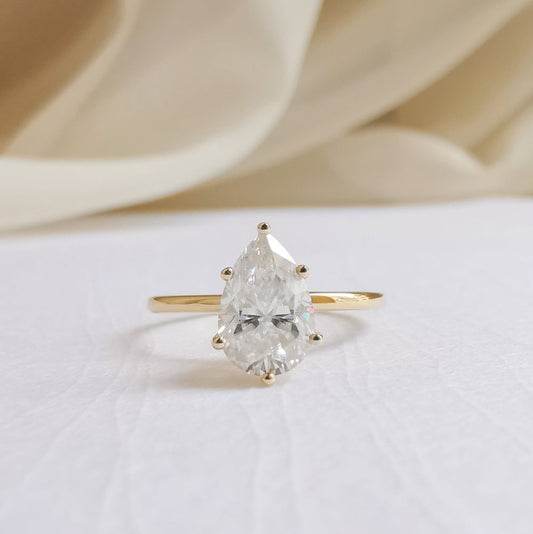 1.36 CT Pear Solitaire Moissanite Engagement Ring
