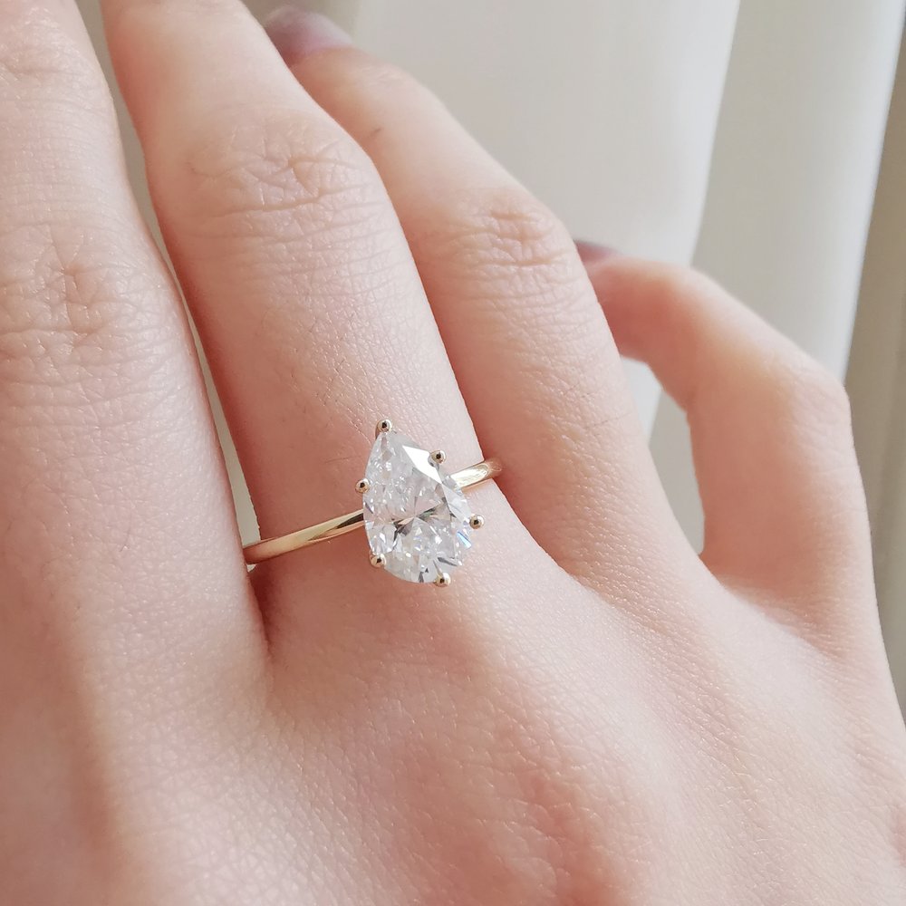 1.36 CT Pear Solitaire Moissanite Engagement Ring
