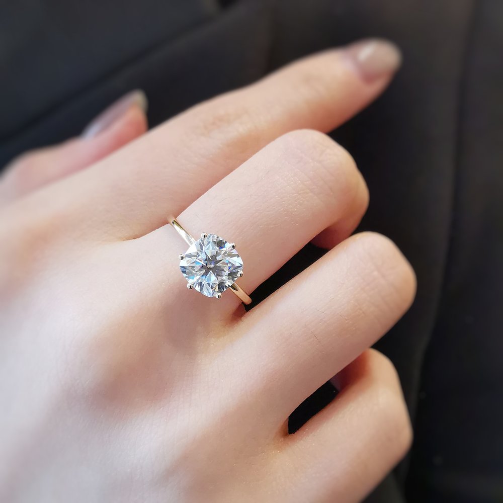 2 CT Cushion Solitaire Moissanite Engagement Ring