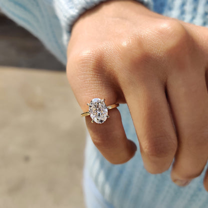 2.50 CT Oval Hidden Halo Moissanite Engagement Ring