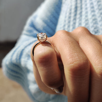 2.50 CT Oval Hidden Halo Moissanite Engagement Ring