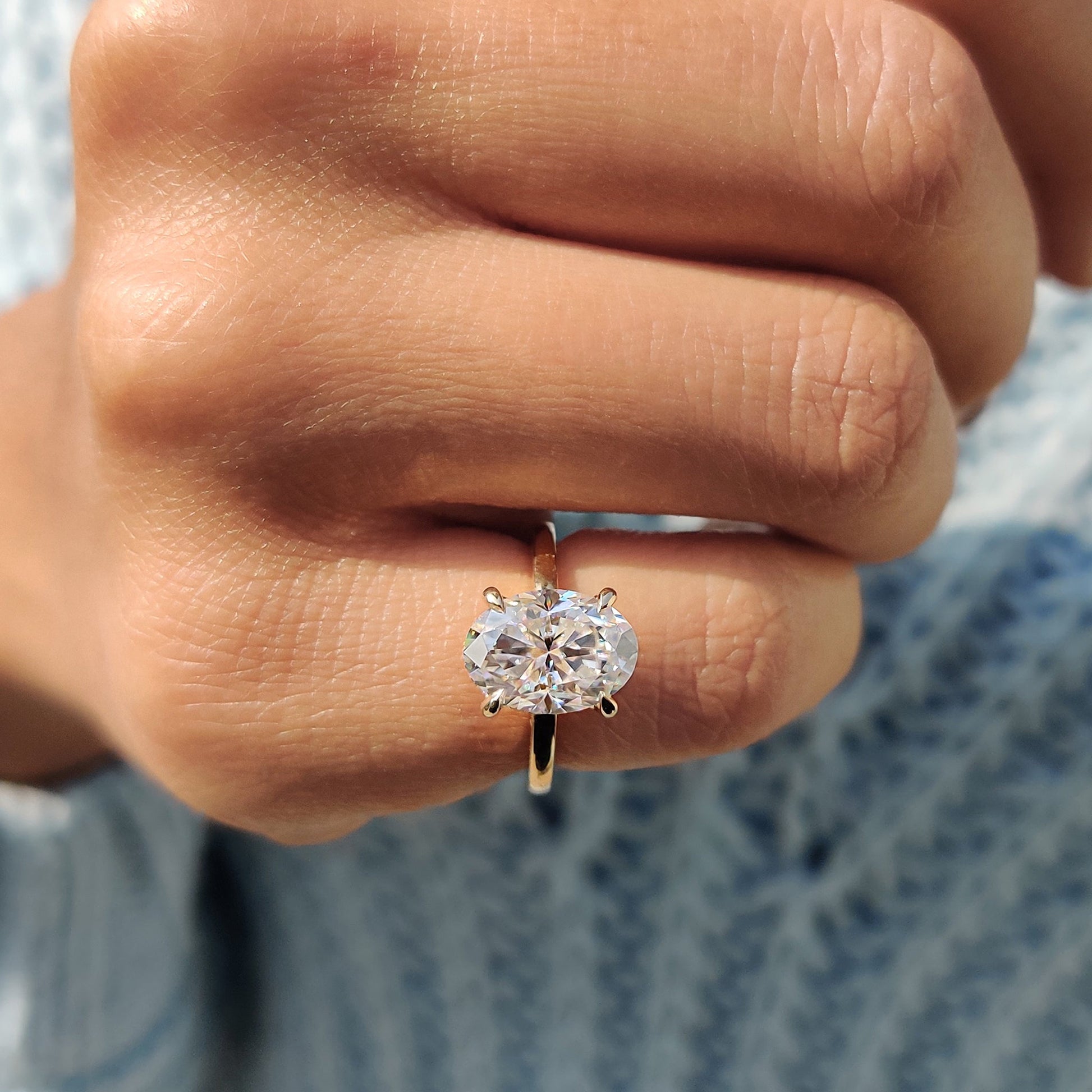 2.50 CT Oval Hidden Halo Moissanite Engagement Ring