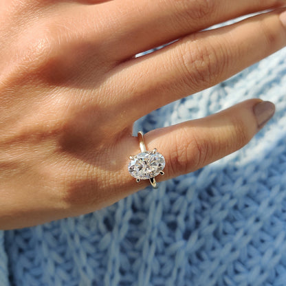 2.50 CT Oval Hidden Halo Moissanite Engagement Ring
