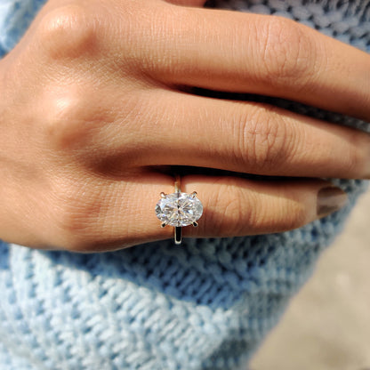 2.50 CT Oval Hidden Halo Moissanite Engagement Ring