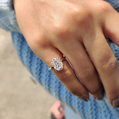 2.50 CT Oval Hidden Halo Moissanite Engagement Ring