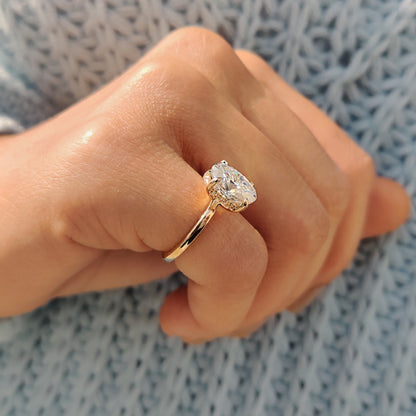 2.50 CT Oval Hidden Halo Moissanite Engagement Ring