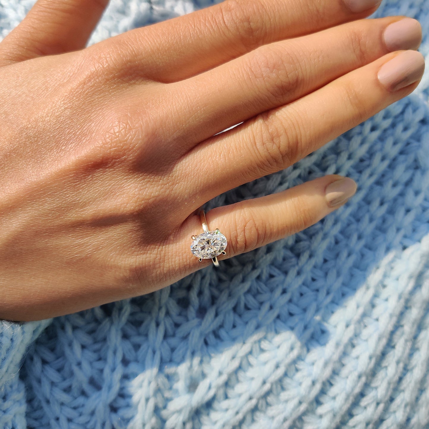 2.50 CT Oval Hidden Halo Moissanite Engagement Ring