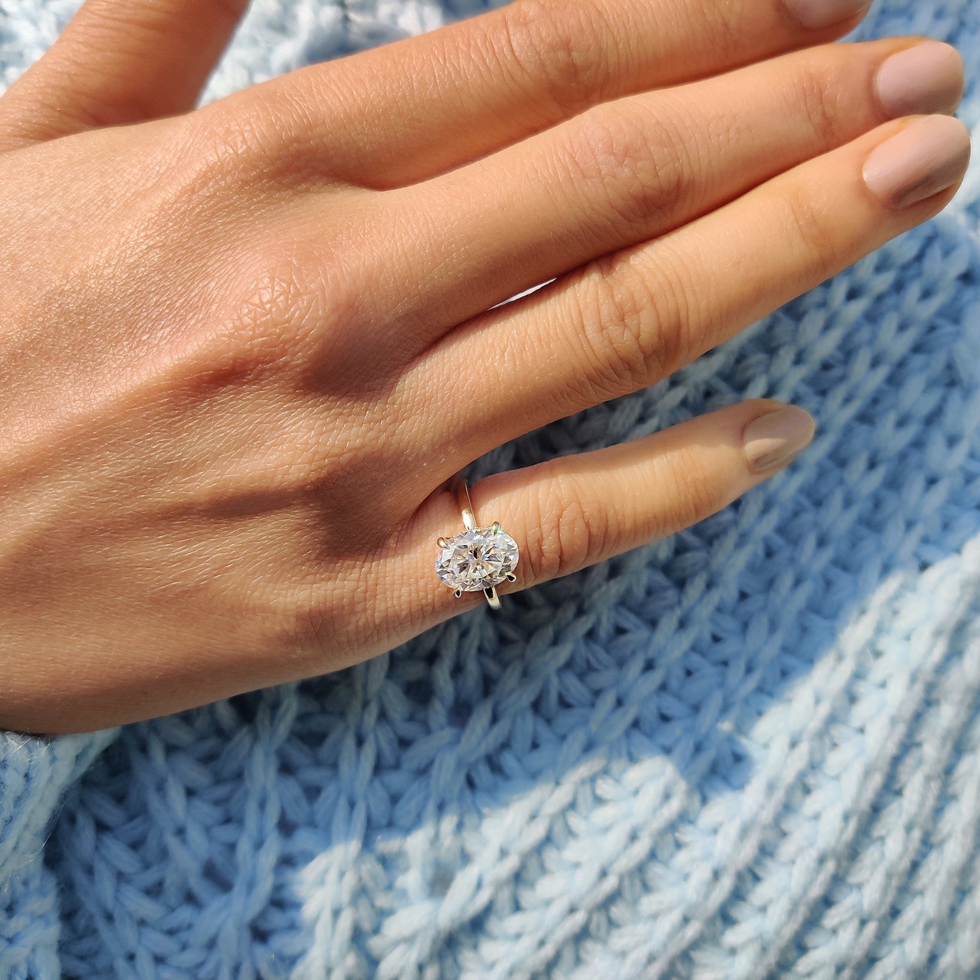 2.50 CT Oval Hidden Halo Moissanite Engagement Ring