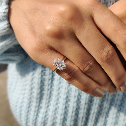 2.50 CT Oval Hidden Halo Moissanite Engagement Ring