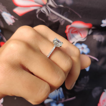 1 CT Emerald Pave Moissanite Engagement Ring