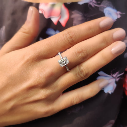 1 CT Emerald Pave Moissanite Engagement Ring