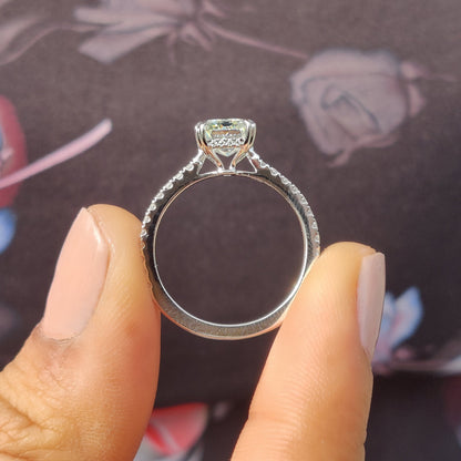 1 CT Emerald Pave Moissanite Engagement Ring