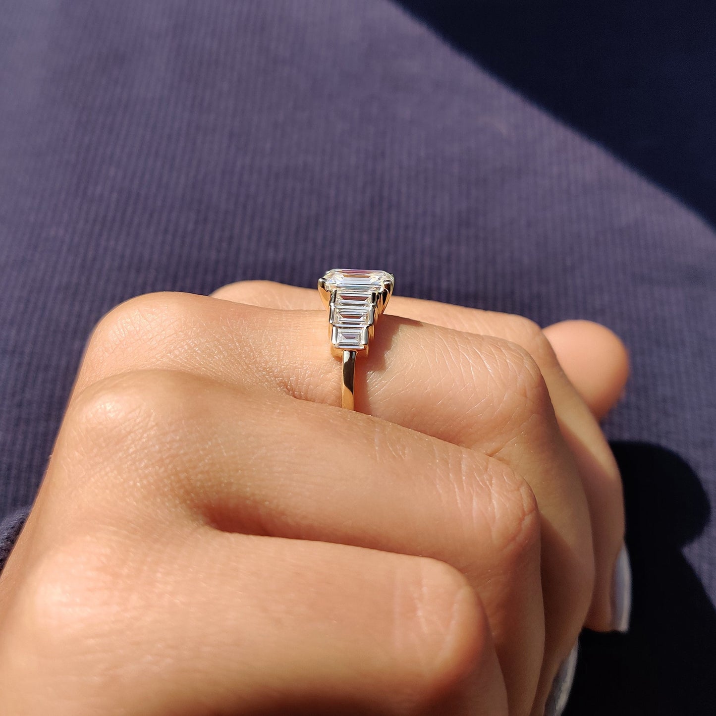 2.51 CT Emerald Pave Moissanite Engagement Ring