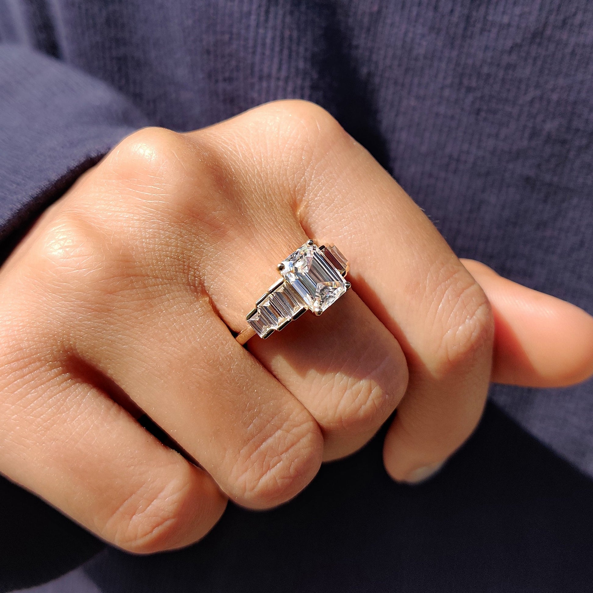 2.51 CT Emerald Pave Moissanite Engagement Ring