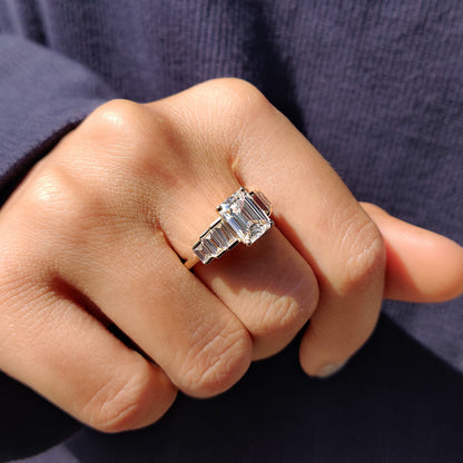 2.51 CT Emerald Pave Moissanite Engagement Ring