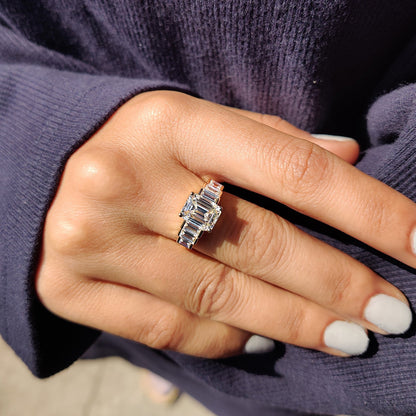 2.51 CT Emerald Pave Moissanite Engagement Ring