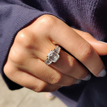 2.51 CT Emerald Pave Moissanite Engagement Ring