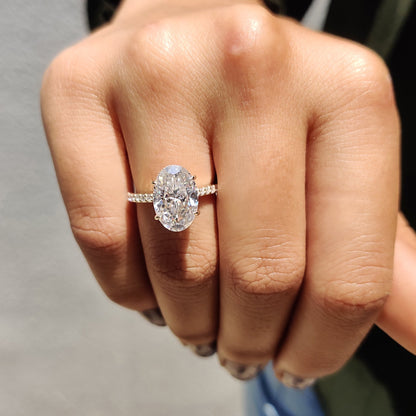 3 CT Oval Pave Moissanite Engagement Ring