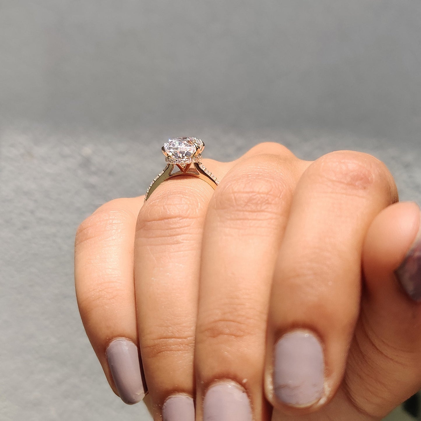 3 CT Oval Pave Moissanite Engagement Ring