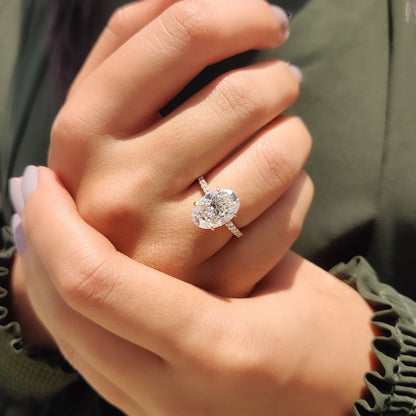3 CT Oval Pave Moissanite Engagement Ring