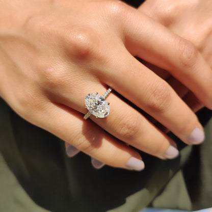 3 CT Oval Pave Moissanite Engagement Ring