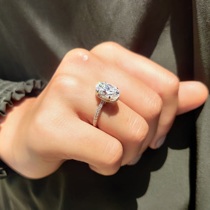 3 CT Oval Pave Moissanite Engagement Ring