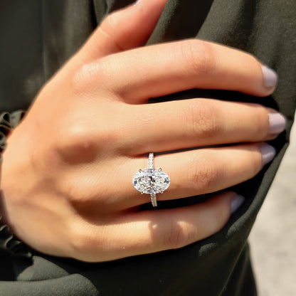 3 CT Oval Pave Moissanite Engagement Ring