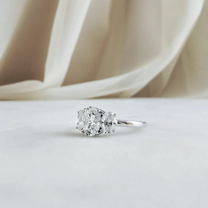 1.5 CT Oval Three Stone Moissanite Engagement Ring