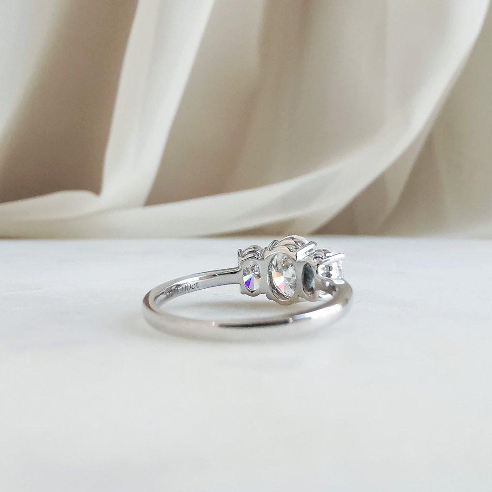 1.5 CT Oval Three Stone Moissanite Engagement Ring
