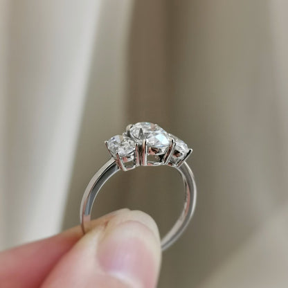 1.5 CT Oval Three Stone Moissanite Engagement Ring