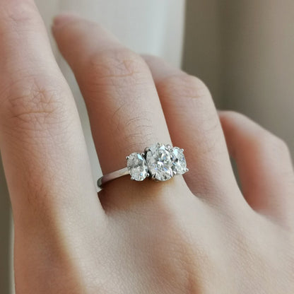 1.5 CT Oval Three Stone Moissanite Engagement Ring