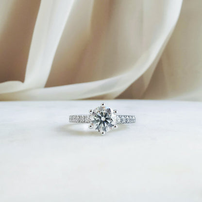 1.2 CT Round Pave Moissanite Engagement Ring