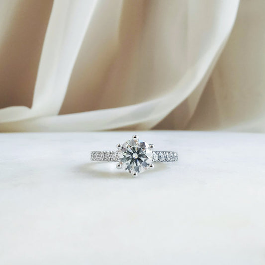 1.2 CT Round Pave Moissanite Engagement Ring