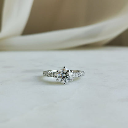 1.2 CT Round Pave Moissanite Engagement Ring