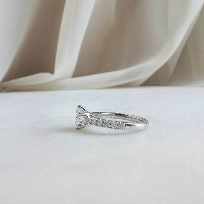 1.2 CT Round Pave Moissanite Engagement Ring