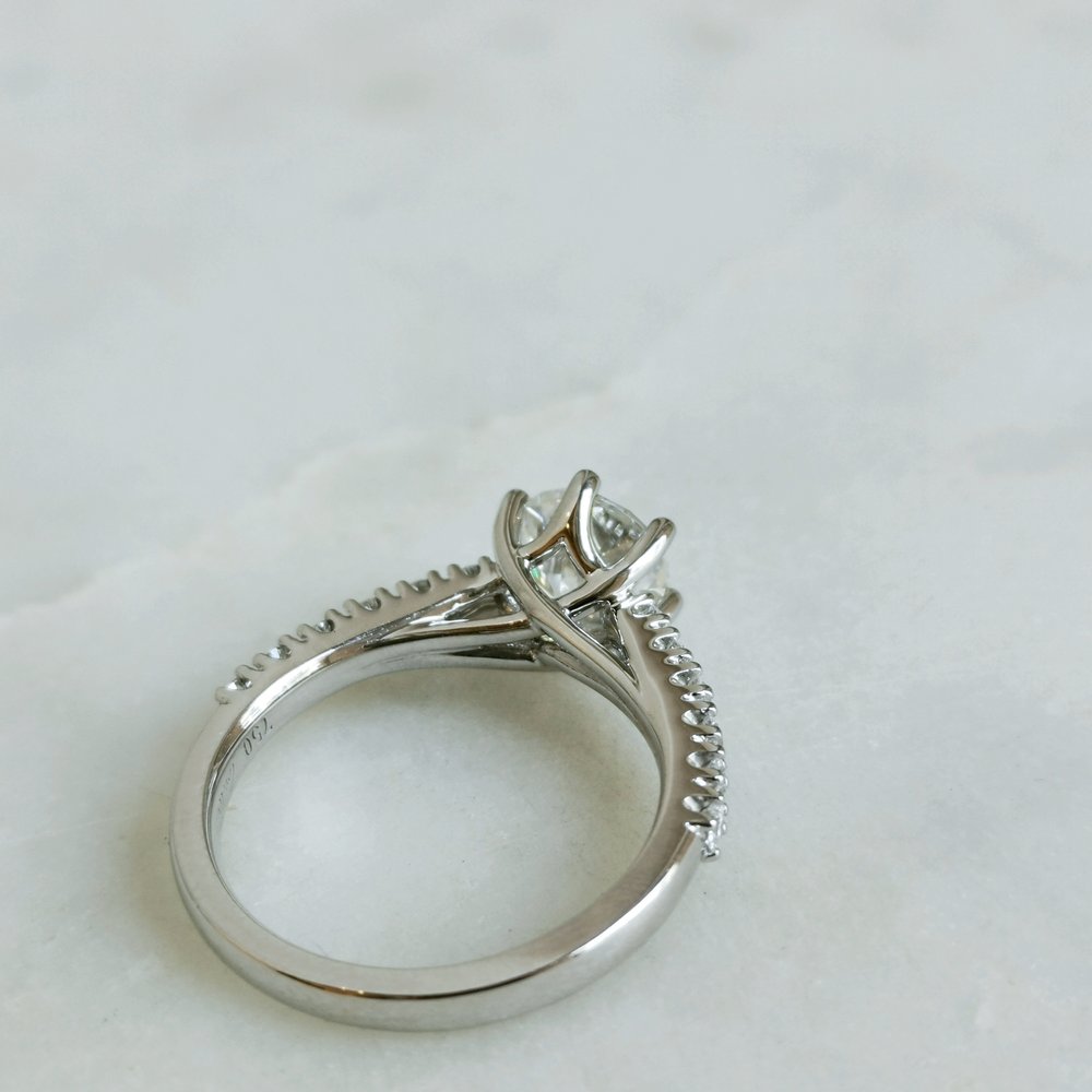 1.2 CT Round Pave Moissanite Engagement Ring