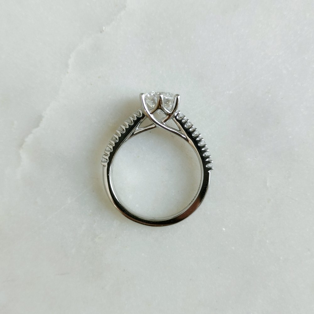 1.2 CT Round Pave Moissanite Engagement Ring