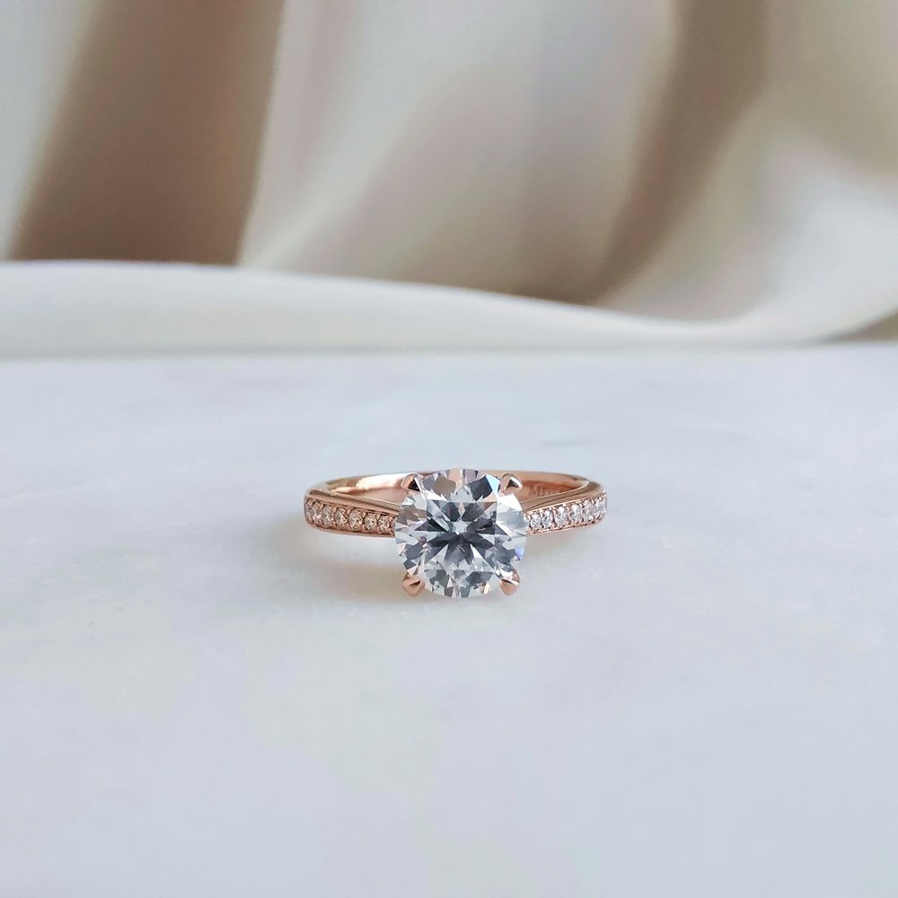 1 CT Round Pave Moissanite Engagement Ring