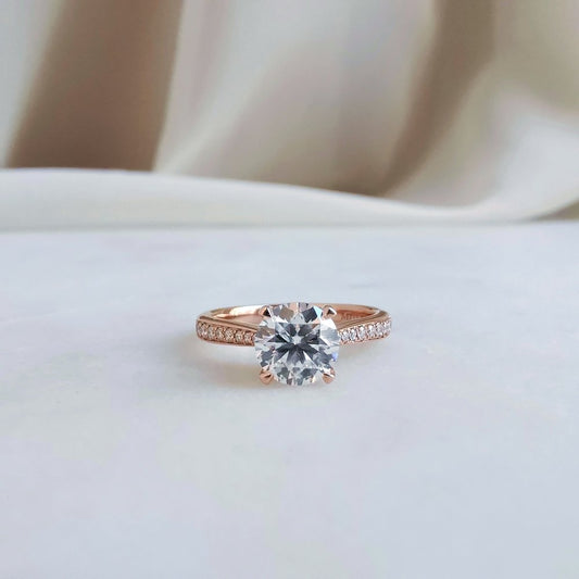 1 CT Round Pave Moissanite Engagement Ring