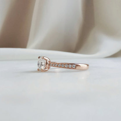 1 CT Round Pave Moissanite Engagement Ring